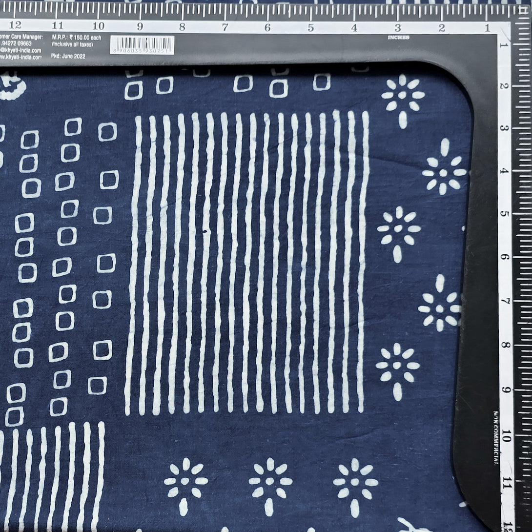 Pure Cotton Indigo With White Different Blocks design Hand Block Print ...