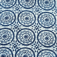 Pure Cotton Indigo Off White With Mandala Art Hand Block Print Fabric