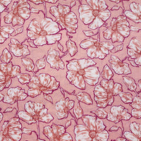 Pure Cotton Peach With Flower Jaal Screen Print Fabric