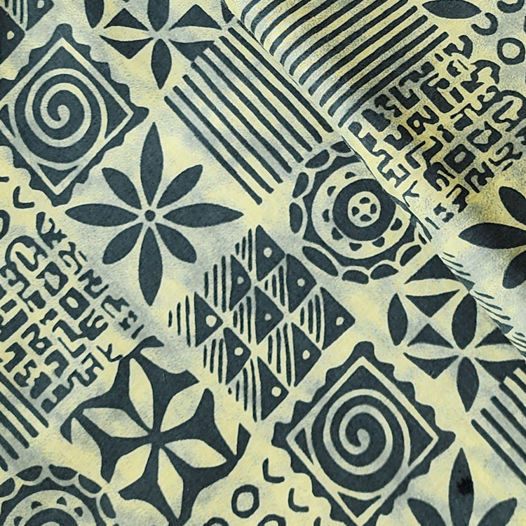Pure Cotton Cream With Intricate Design Blocks Screen Print Fabric ...