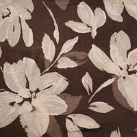 Pure Cotton Brown With Floral Design Screen Print Fabric