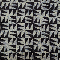 Pure Cotton Black With Grey Geometrical Design  Screen Print Fabric