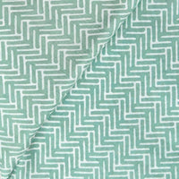 Pure Cotton Mint Green With White Zig Zag Design Screen Print Fabric