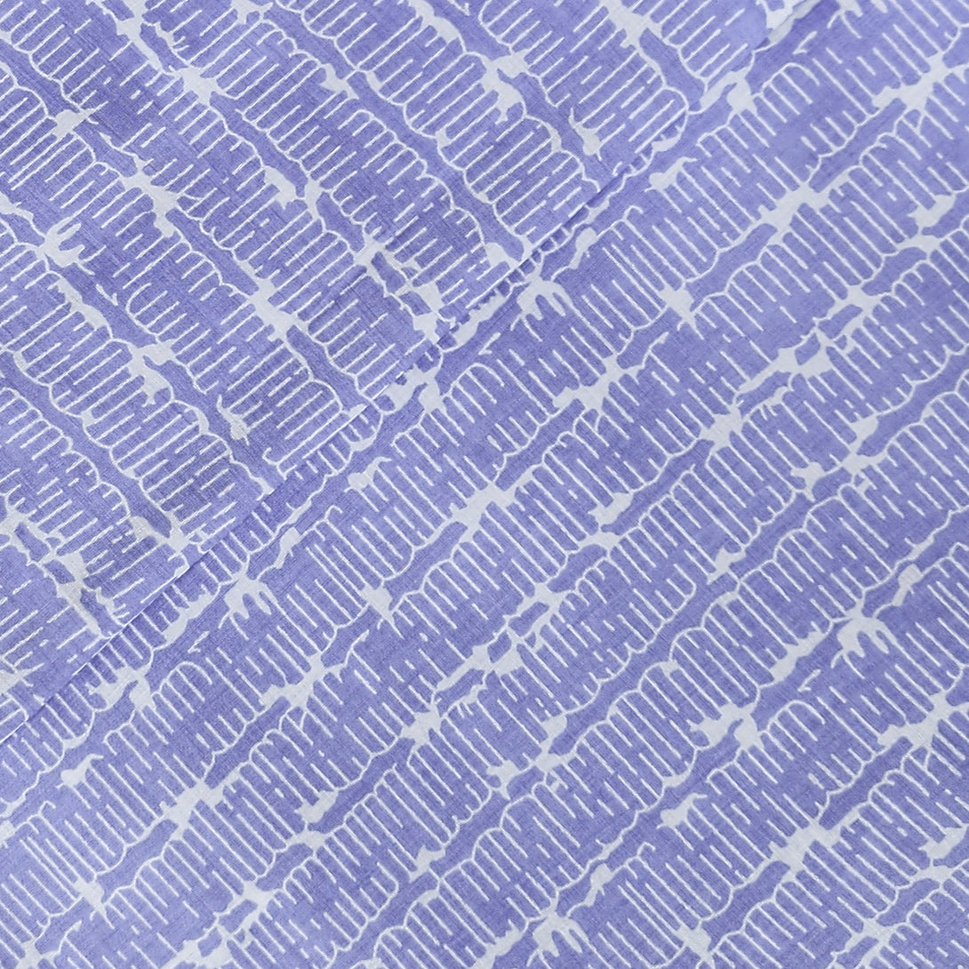 Pure Cotton Periwinkle With Border Stripes Screen Print Fabric – Sanskruti
