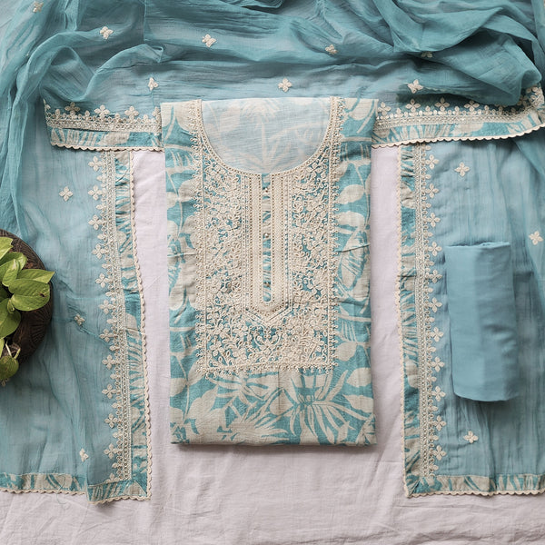 VAANI - Chanderi Blue With Embroided Yoke Suit