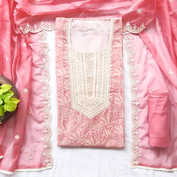 VAANI - Chanderi Dusky Pink With Embroided Yoke Suit