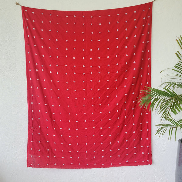 ( Precut 2.50 Meter ) Pure Cotton  Bandani Red With Tie And Dye Fabric