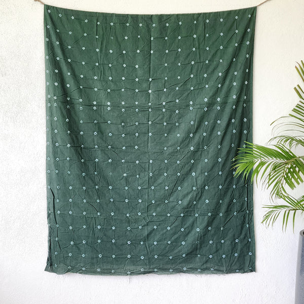 ( Precut 2.50 Meter ) Pure Cotton Bandani Green With Tie And Dye Fabric