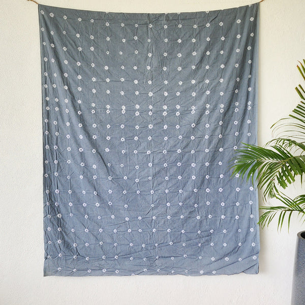 ( Precut 2.50 Meter ) Pure Cotton Leno Bandani Grey With  Tie And Dye Fabric