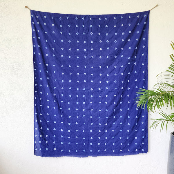 ( Precut 2.50 Meter ) Pure Cotton  Bandani Blue With Tie And Dye Fabric