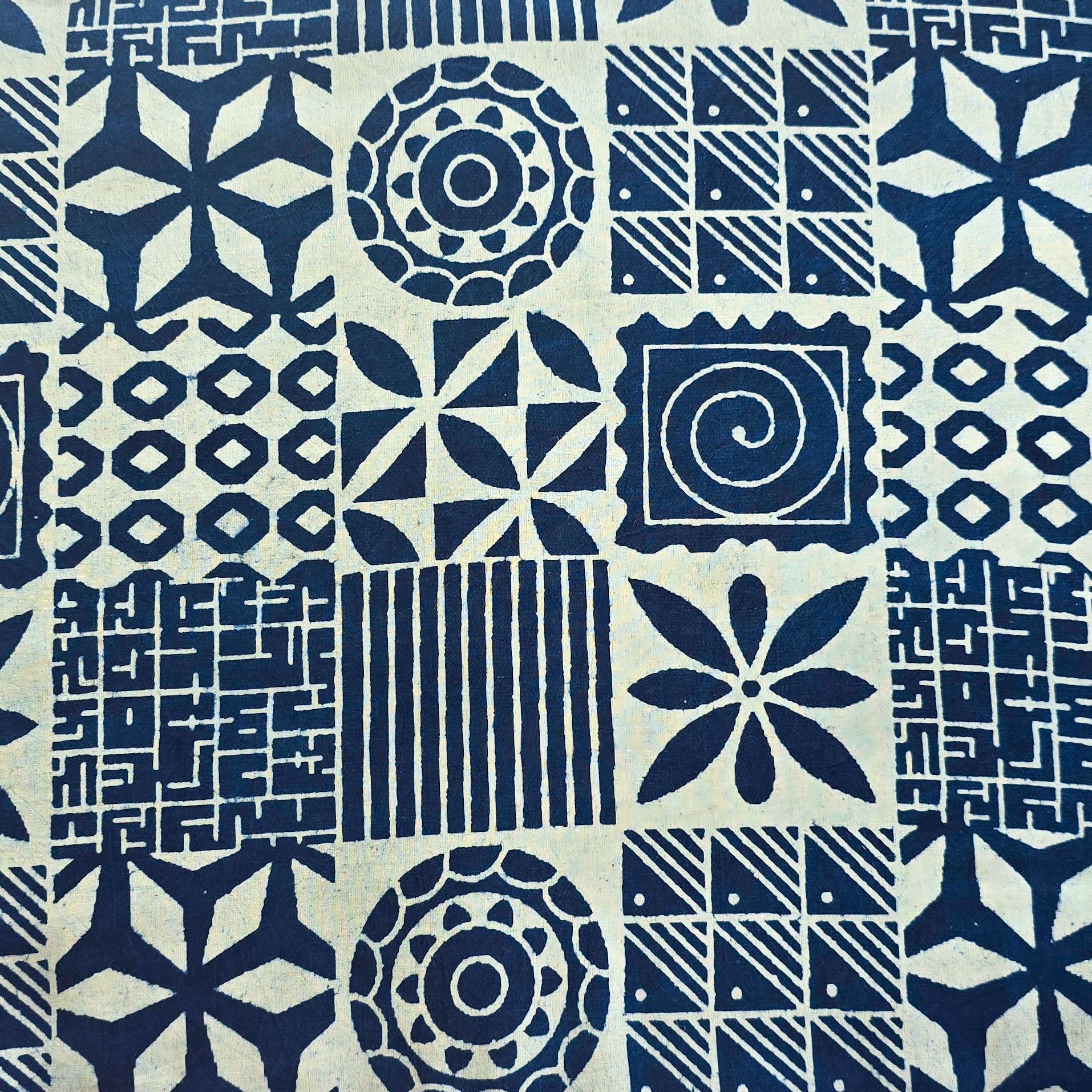 Pure Cotton Indigo With Different Blocks design Hand Block Print Fabri ...