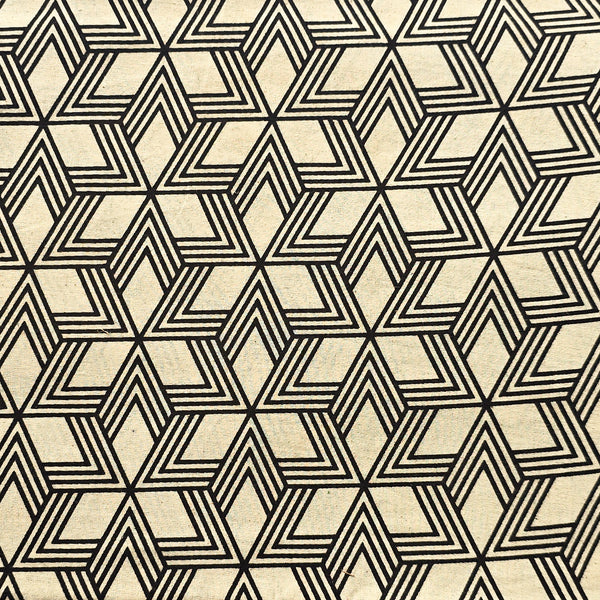 Pure Cotton Ajrak Vegetable Dyed Cream With Geometrical  Design  Hand Block Print Fabric