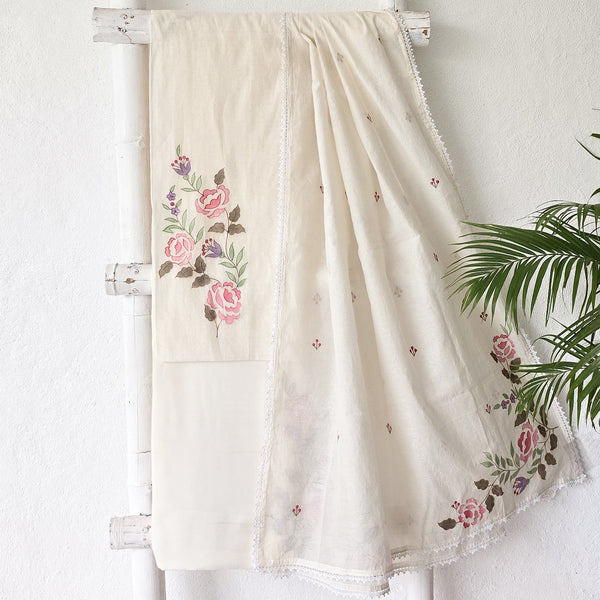 VAANI -Mul Chanderi Off White With Work  Suit