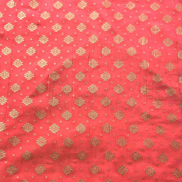 ( Pre-Cut 1.60 Meter ) Brocade peach With Motif Fabric