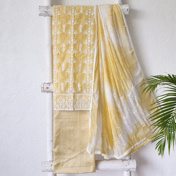 VAANI - Chanderi pastel Yellow With Embroided Suit