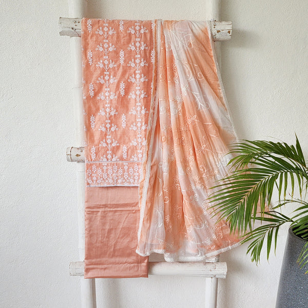 VAANI - Chanderi Dark Peach With Embroided  Suit