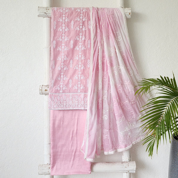 VAANI - Chanderi pastel  Pink With Embroided  Suit