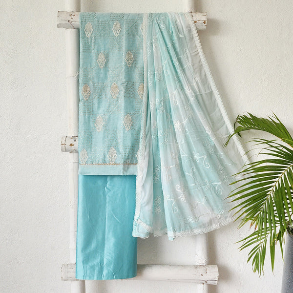VAANI - Chanderi  Pastel Blue With Embroided  Suit
