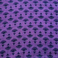 Pure Cotton Dabu  purple With Flower Motif Hand Block Print Fabric