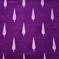 Pure Cotton Dabu dark purple With Fern Tree Motif Hand Block Print Fabric