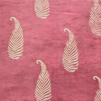 Pure Cotton Dabu Pink With White  Kairi Motif Hand Block Print Fabric
