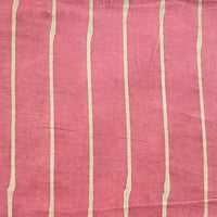 Pure Cotton Dabu Pink With Fat Stripes Hand Block Print Fabric
