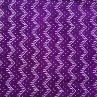 Pure Cotton Dabu dark purple With Zig-Zag Design Stripes Hand Block Print Fabric