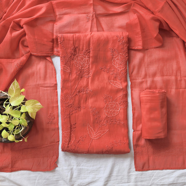 RIDHI-Chanderi Dark Peach With Embroided  Suit