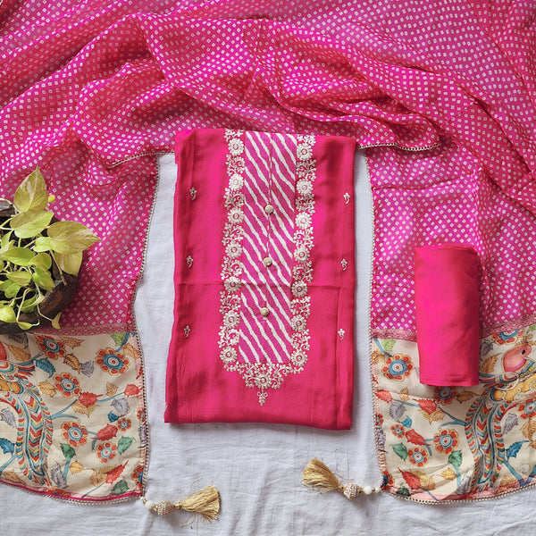 VAANI - Muslin Pink With Embroided Yoke Suit