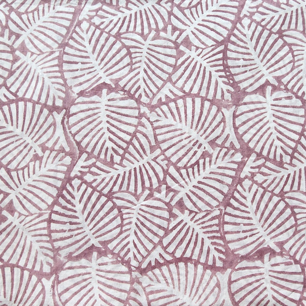 Pure Cotton Jaipuri Mouve With White Leaves Overlapping Hand Block Print Fabric