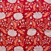 Pure Cotton Jaipuri Red With White Flower Jaal Hand Block Print Fabric