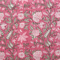 Pure Cotton Jaipuri Dusky Pink With Flower Jaal Hand Block Print Fabric