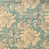 Pure Cotton Rust Blue With Floral Design Hand Block Print Fabric