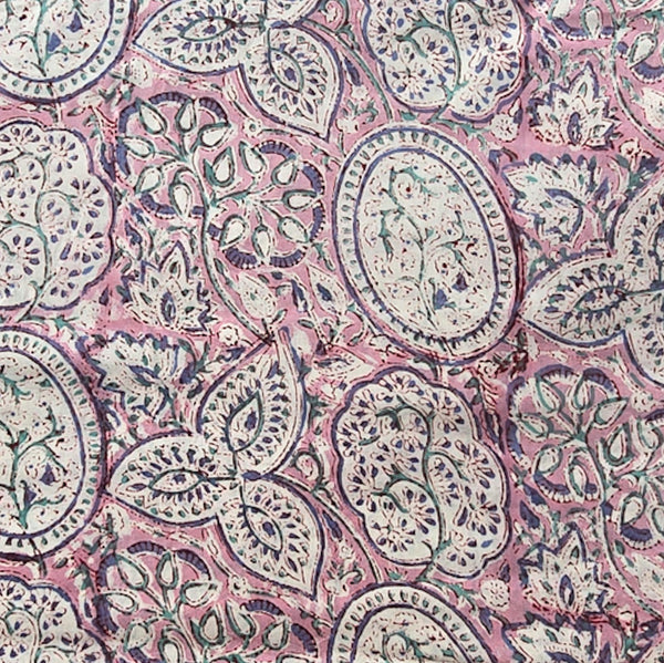 Pure Cotton Jaipuri Light Pink With Intricate Design Hand Block Print Fabric