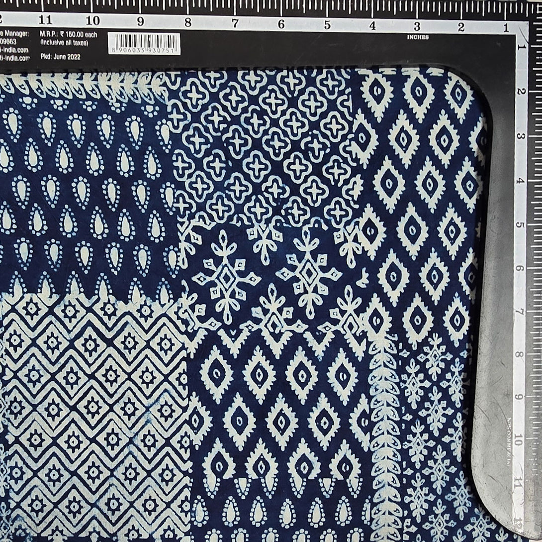 Pure Cotton Indigo Different Blocks Design Hand Block Print Fabric ...