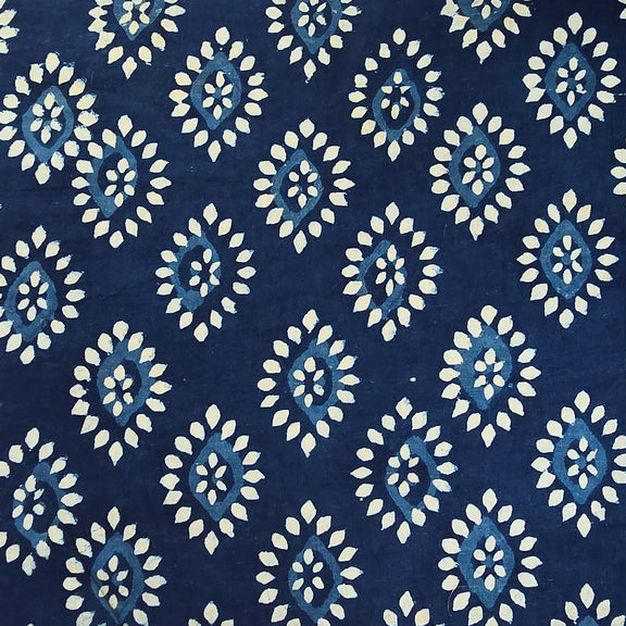 Pure Cotton Indigo Design Motif Hand Block Print Fabric – Sanskruti