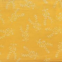 Pure Cotton Dabu Yellow With Leaves  Motif Hand Block Print Fabric