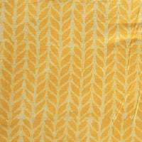 Pure Cotton Dabu Yellow With Leaves Creeper  Hand Block Print Fabric