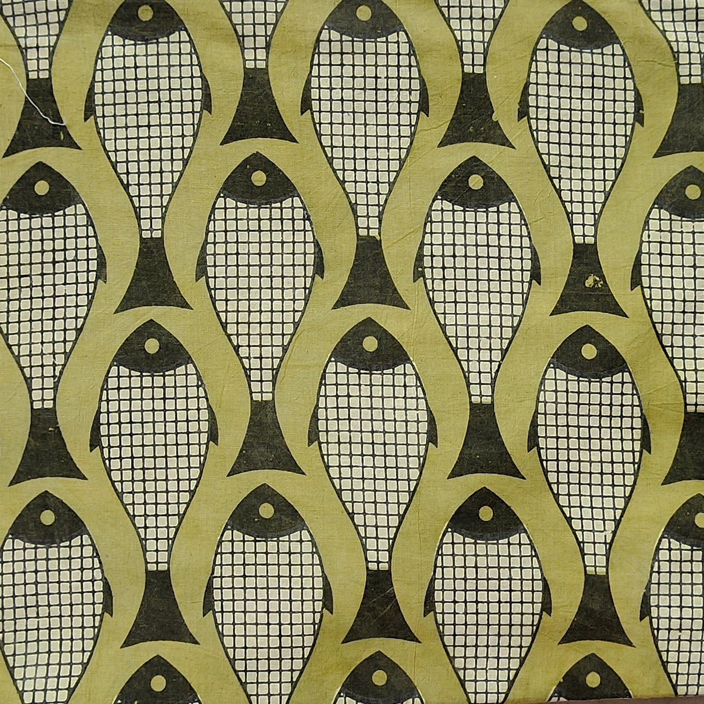 Pure Cotton Dabu Mehandi Green With Fish Motif Hand Block Print Fabric ...