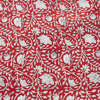 Modal Cotton Bagru Rust Red With Cream Flower Jaal Hand Block Print Fabric