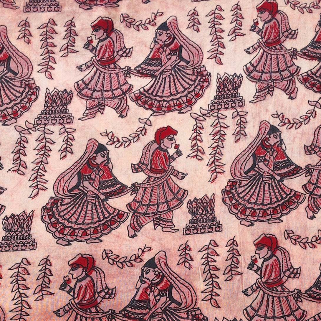 Pure Cotton Vanaspati Light Pink With Phera Print Hand Block Print Fab ...