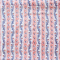 Pure Cotton Jaipuri Light Peach With Grey Creeper Border Design Stripes Hand Block Print Fabric