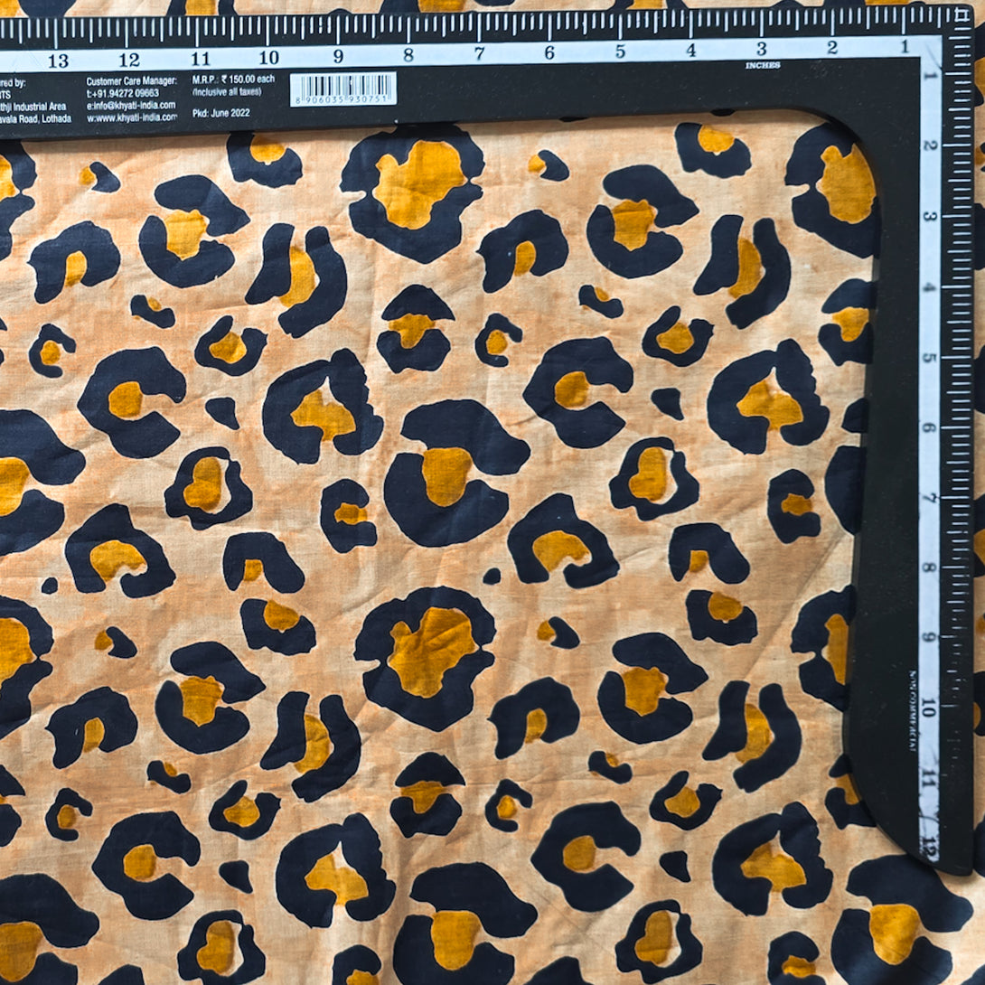 Pure Cotton Beige With Cheeta Skin Pattern Screen Print Fabric – Sanskruti