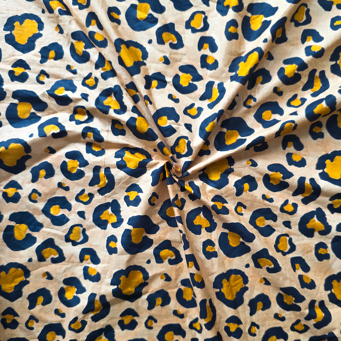Pure Cotton Beige With Cheeta Skin Pattern Screen Print Fabric – Sanskruti