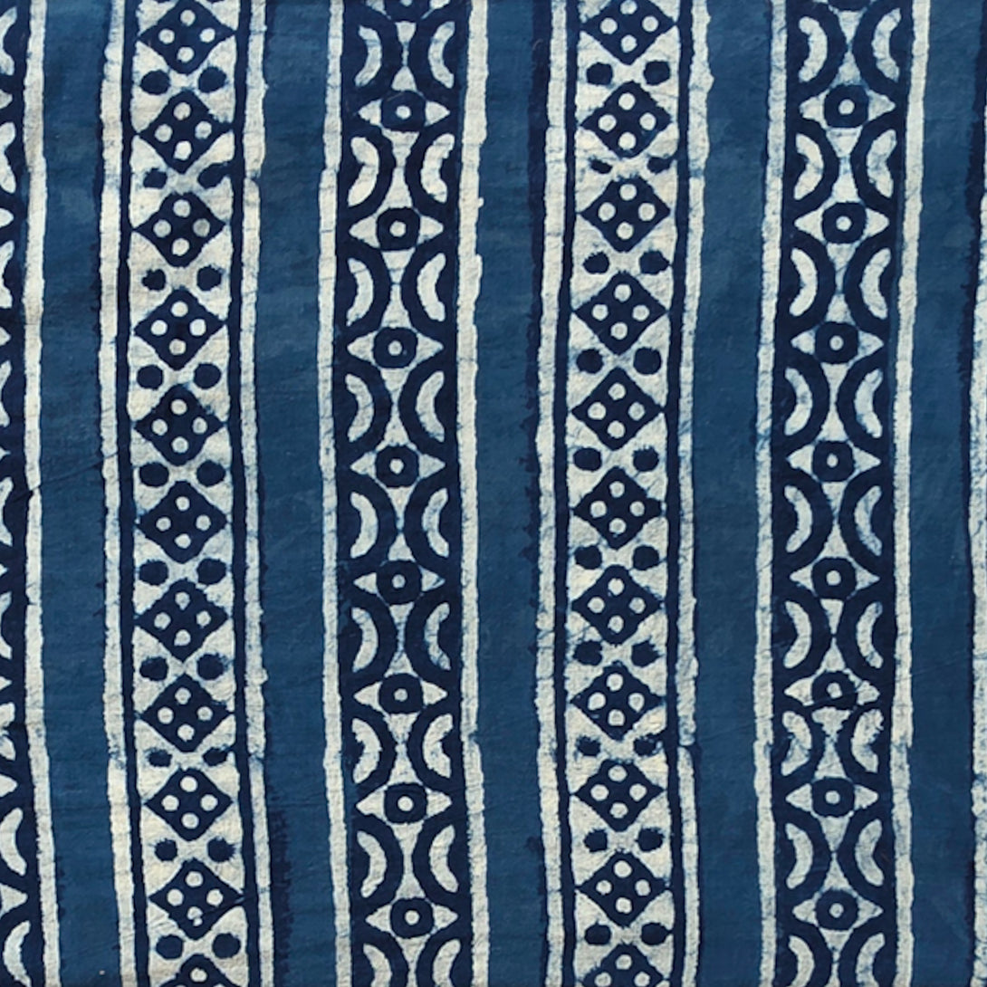 Pure Cotton Indigo With Border Design Hand Block Print Fabric – Sanskruti