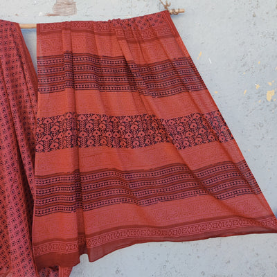 AASHVI-Pure Cotton Red With Black Saree