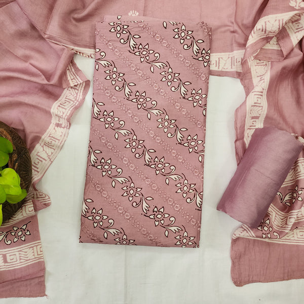 ADITI-Pure Cotton Silk Pink With Heavy Emboriderey Full Top And Pure Cotton Silk Pink Bottom And Cotton Silk  Dupatta