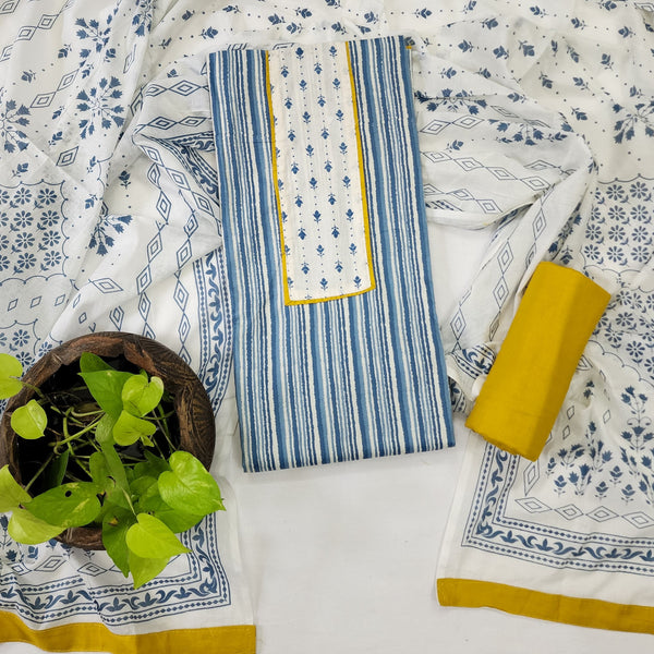 AKSHAYA - Pure Cotton Top With Plain Bottom And A Cotton Dupatta