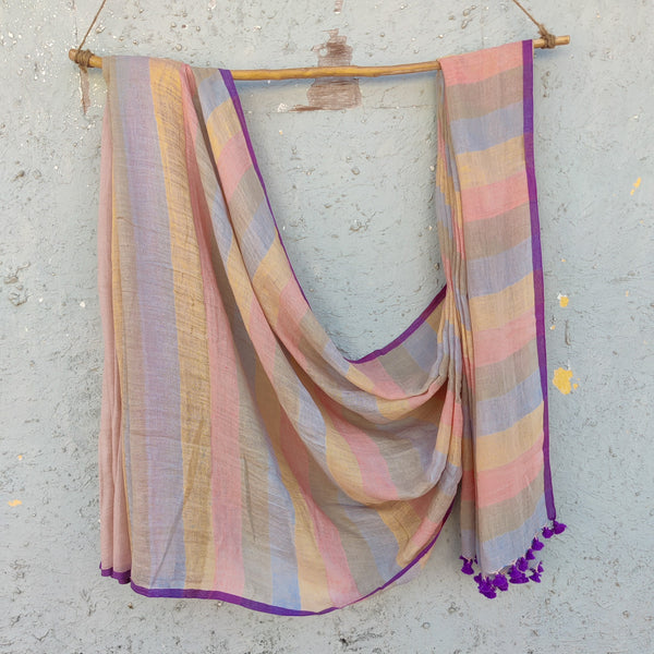 ATRANGI COLOURS-Linen Colour Full Saree