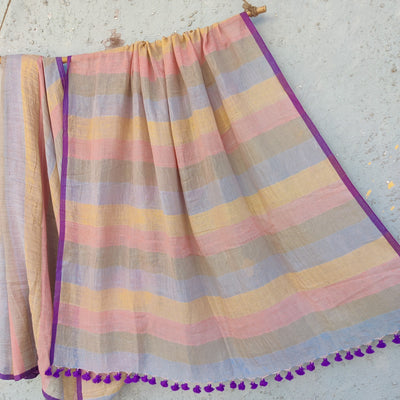 ATRANGI COLOURS-Linen Colour Full Saree